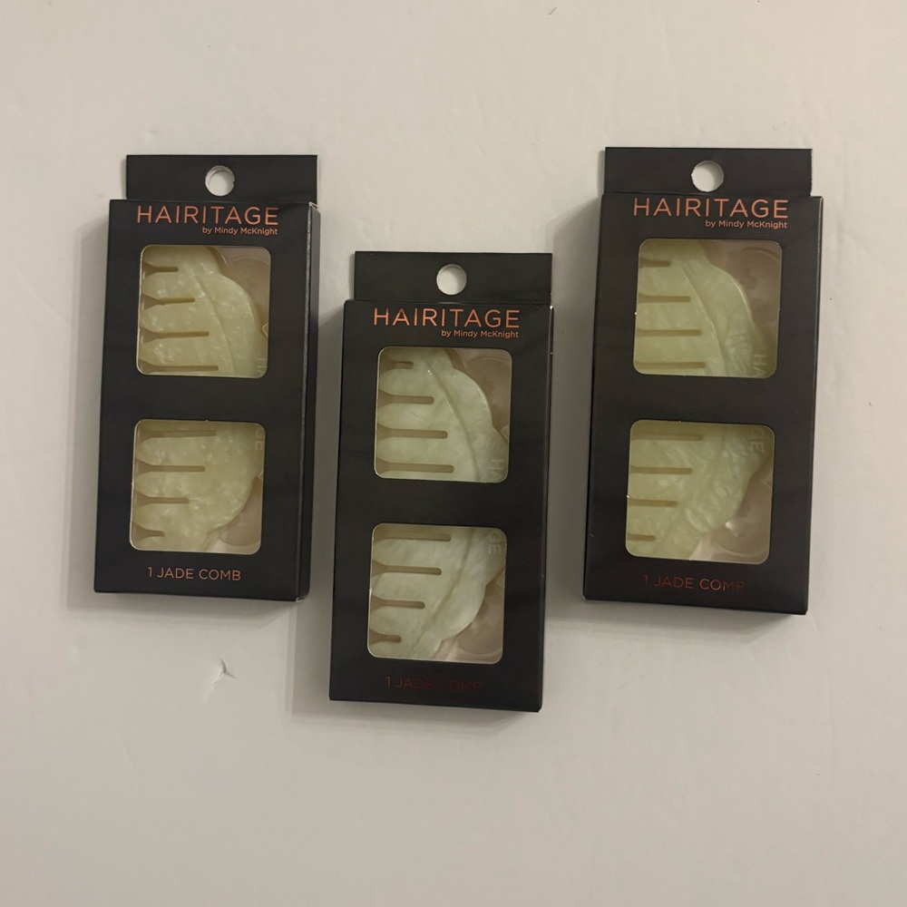 Hairitage By Mindy NEW Good Vibes Jade Comb Set Of 3 Green White OS